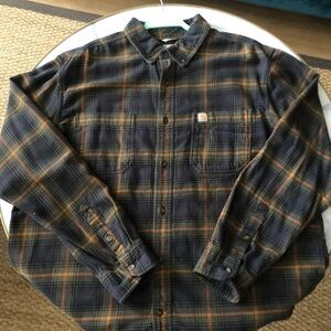 Carhartt Men's Plaid Shirt - Black and Orange